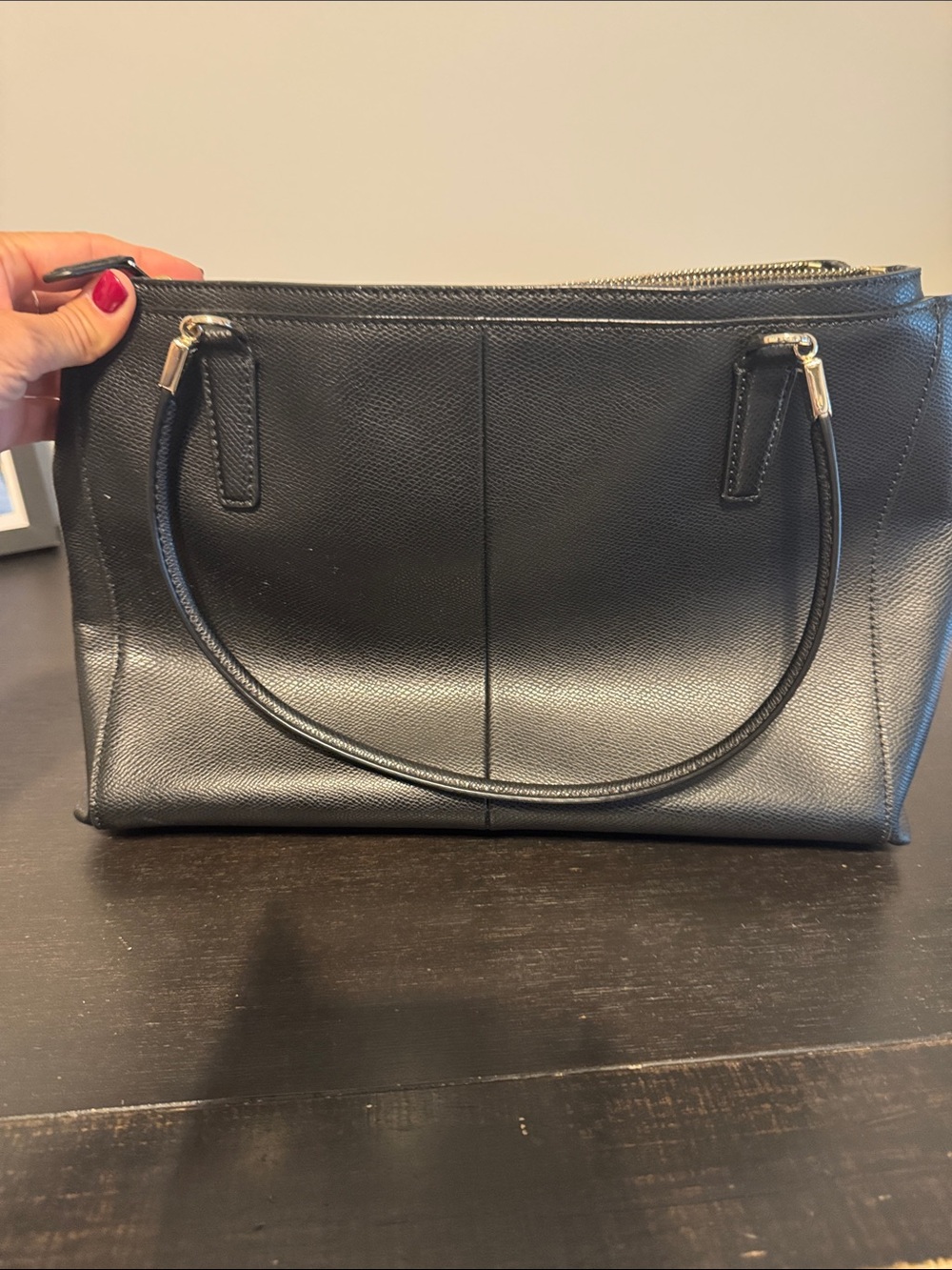 Coach Black Pebbled Leather Tote with Gold Hardware - Picture 2 of 8